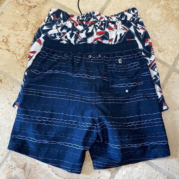 Lands End Board Shorts Mens L 2 pairs Swim trunks sailboat/waves Beach Nautical - Picture 2 of 9